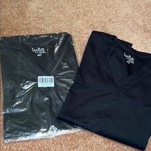 2 brand new plain black scrub tops